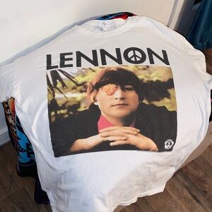 Vintage XL John Lennon White Graphic T-Shirt
